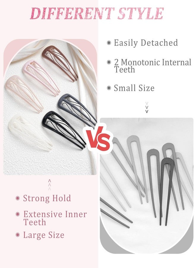 سي اتش ال اي انس اس ٦ قطع من دبابيس الشعر الفرنسية للنساء، شوكات شعر على شكل حرف U لتسريحات الكعكة والشينيون والضفائر الفرنسية، تثبيت قوي، ٣ أسنان داخلية، إكسسوارات تصفيف الشعر - Image 4